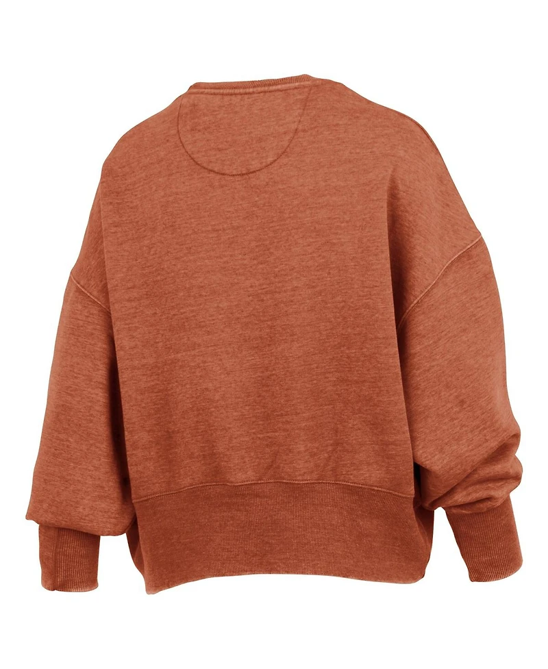 Pressbox Women's Texas Orange Longhorns Oversized Waist-Length Crewneck Sweatshirt