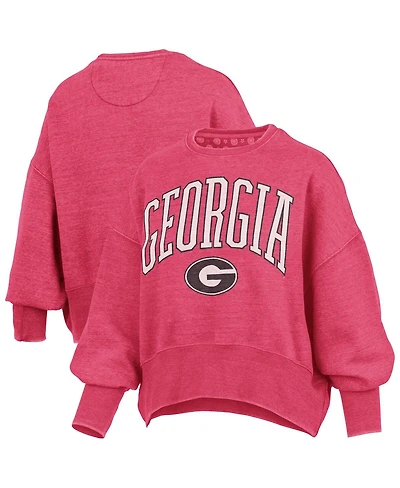 Pressbox Women's Red Georgia Bulldogs Oversized Waist-Length Crewneck Sweatshirt
