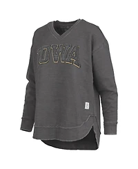 Pressbox Women's Black Iowa Hawkeyes Westin Poncho V-Neck Pullover Sweatshirt
