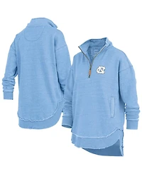Pressbox Women's Light Blue North Carolina Tar Heels Northfork Sojourn Poncho Quarter-Zip Sweatshirt