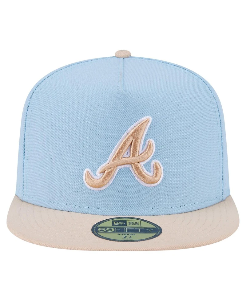 New Era Men's Light Blue/Cream Atlanta Braves Two-Tone Color Pack A-Frame 59FIFTY Fitted Hat