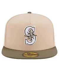 New Era Men's Light Beige/Olive Seattle Mariners Two-Tone Color Pack A-Frame 59FIFTY Fitted Hat