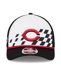 New Era Men's White/Black Cincinnati Reds 2025 Mlb Speedway Classic Fashion Pack A-Frame 9FORTY Adjustable Hat