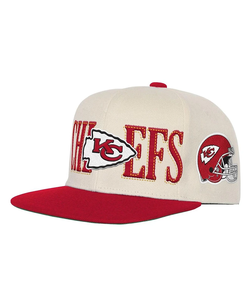 Mitchell & Ness Big Boys and Girls Cream/Red Kansas City Chiefs Across the Board Vintage Snapback Hat