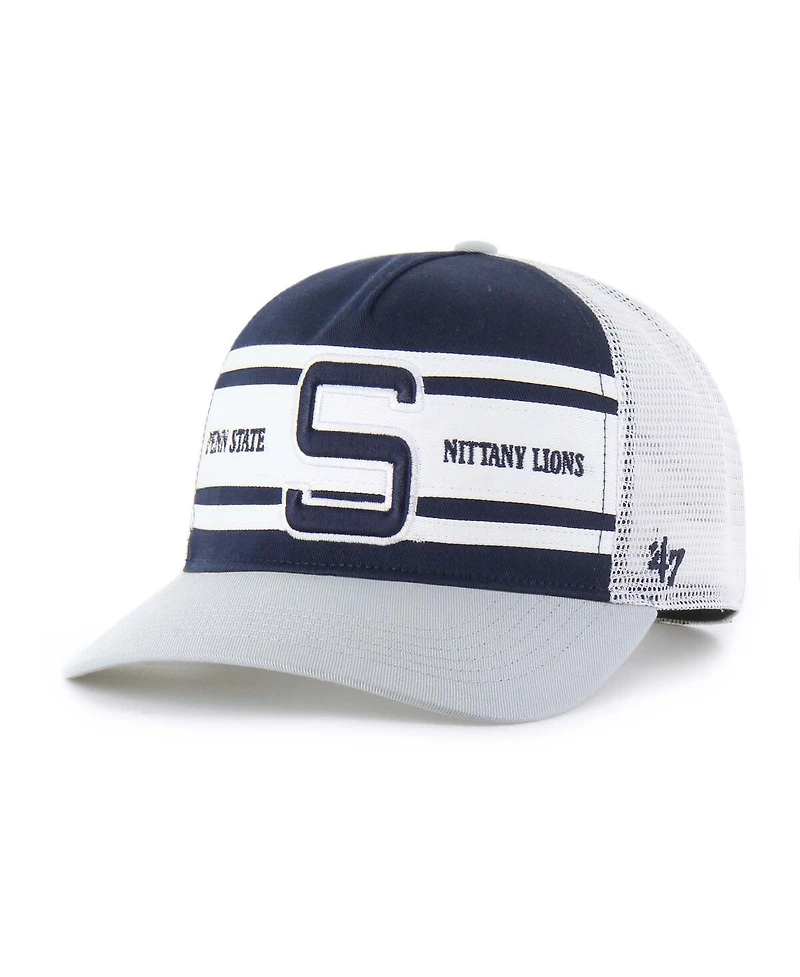 '47 Brand Big Boys and Girls Navy/Gray Penn State Nittany Lions Super Stripe Hitch Adjustable Trucker Hat