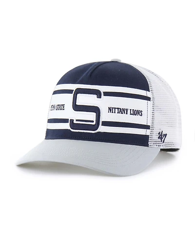 '47 Brand Big Boys and Girls Navy/Gray Penn State Nittany Lions Super Stripe Hitch Adjustable Trucker Hat