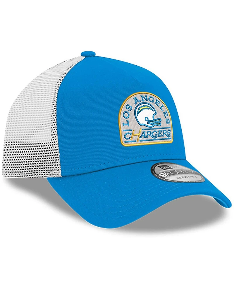 New Era Men's Powder Blue Los Angeles Chargers Charger Power A-Frame 9FORTY Trucker Adjustable Hat