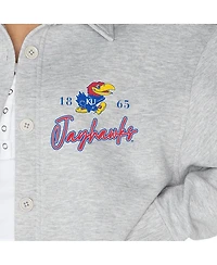 Gameday Couture Women's Ash Kansas Jayhawks Foundation Full-Button Long Sleeve Overshirt