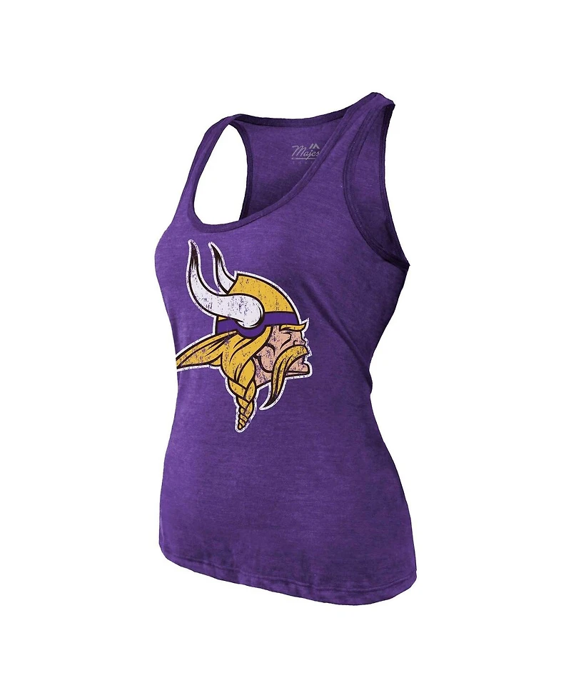 Majestic Threads Women's J.j. McCarthy Purple Minnesota Vikings Name Number Tri-Blend Scoop Neck Tank Top