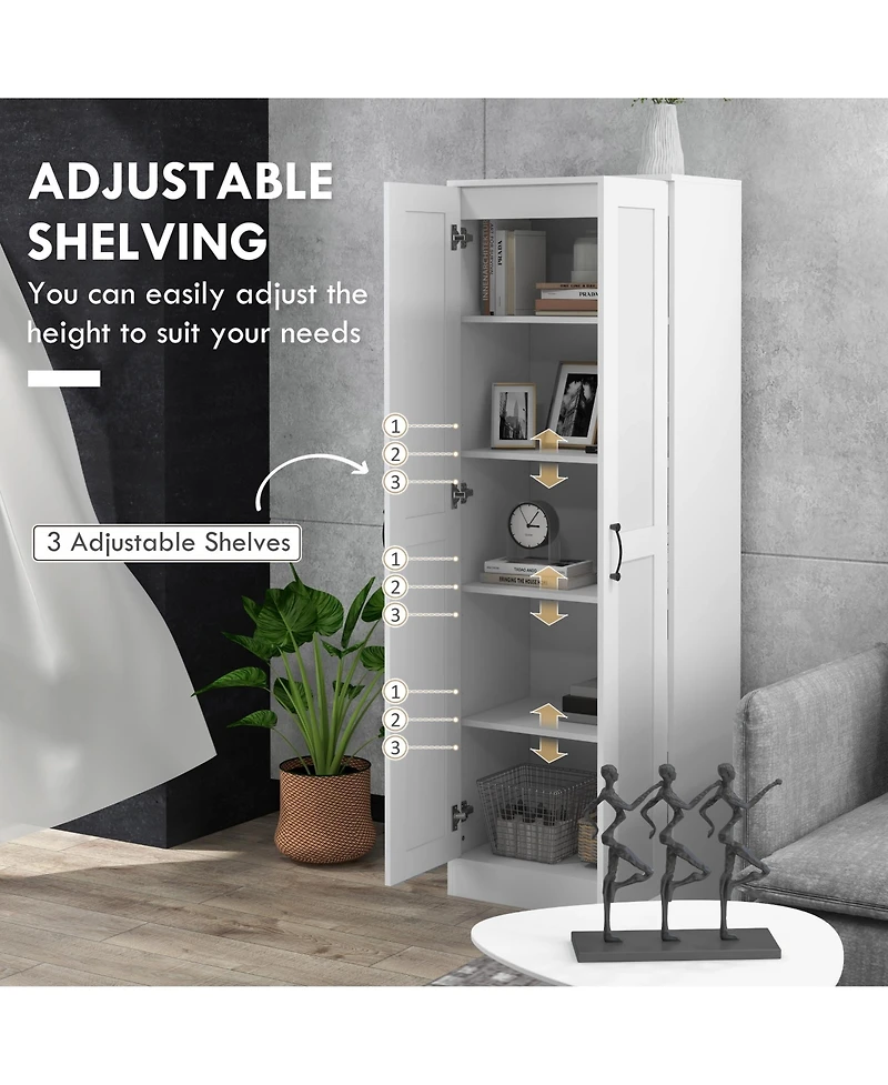 Homcom Storage Cabinet, Adjustable Shelves, Pantry Cupboard