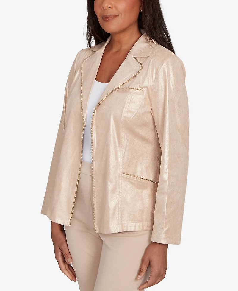 Alfred Dunner Petite Faux Suede Shimmer Jacket