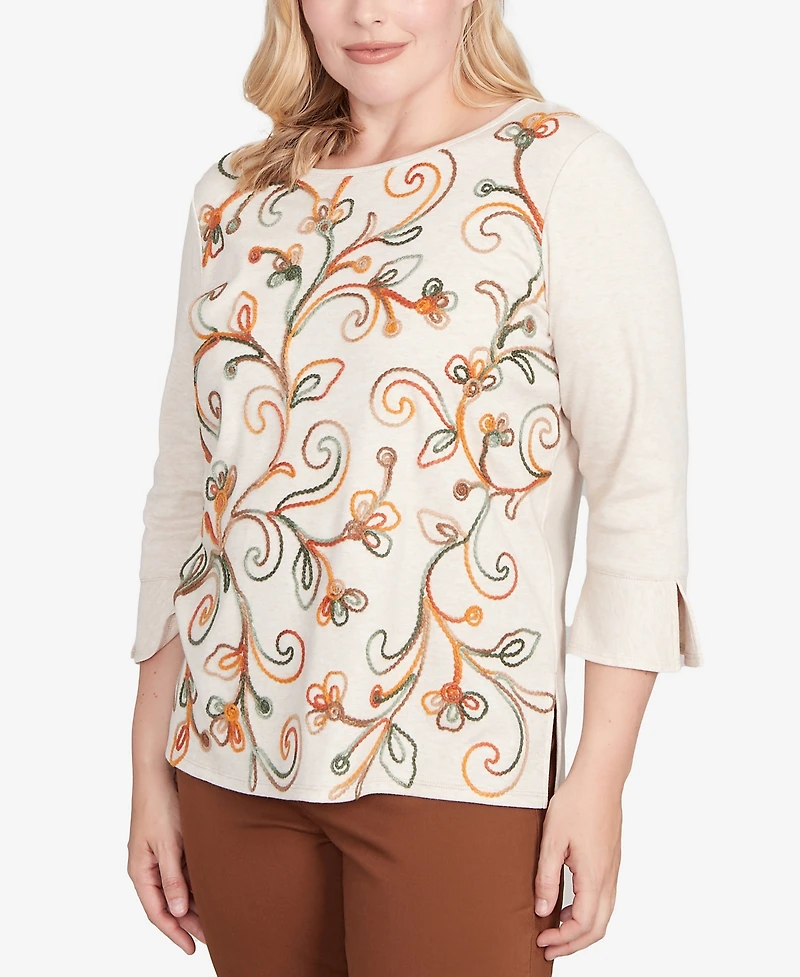Alfred Dunner Petite Textured Scroll Knit Top