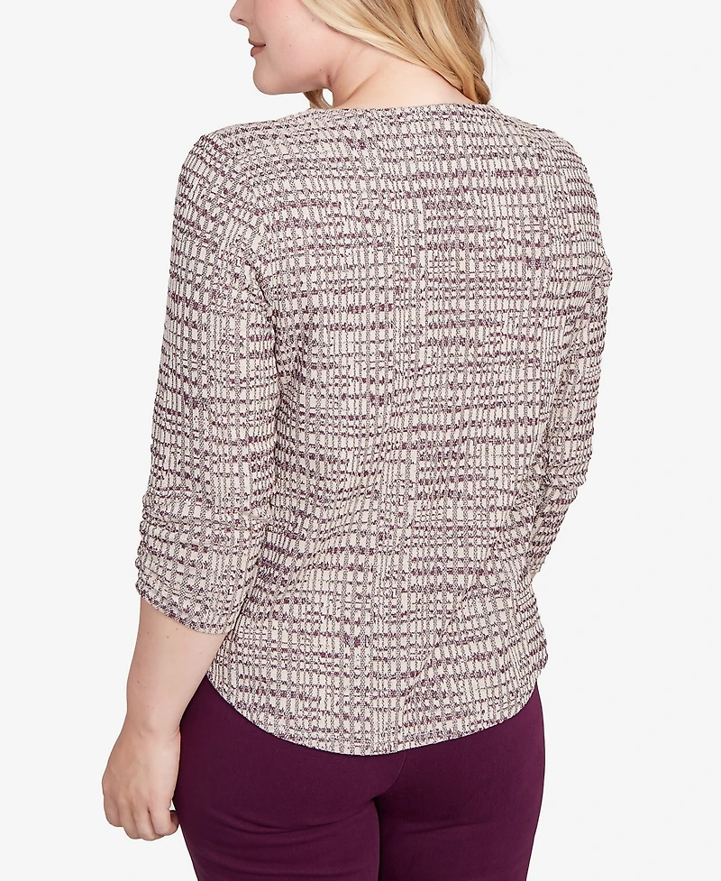 Alfred Dunner Petite Textured Shimmer Space Dye Top