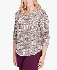 Alfred Dunner Petite Textured Shimmer Space Dye Top