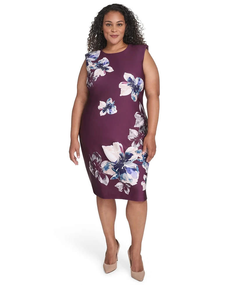 Calvin Klein Plus Printed Scuba Sheath Dress