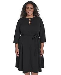 Jessica Howard Plus Jewel Neck Fit and Flare Dress