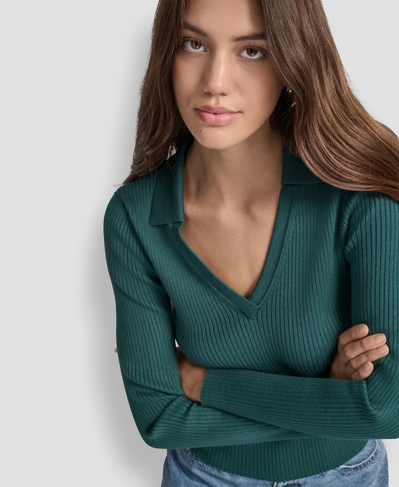 Dkny Jeans Women's Ribbed Long Sleeve Sweater