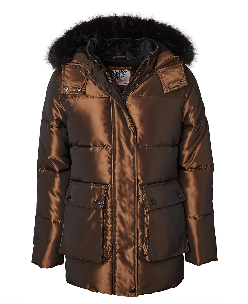Kensie Girl Big Girls Iridescent Hooded Puffer Jacket
