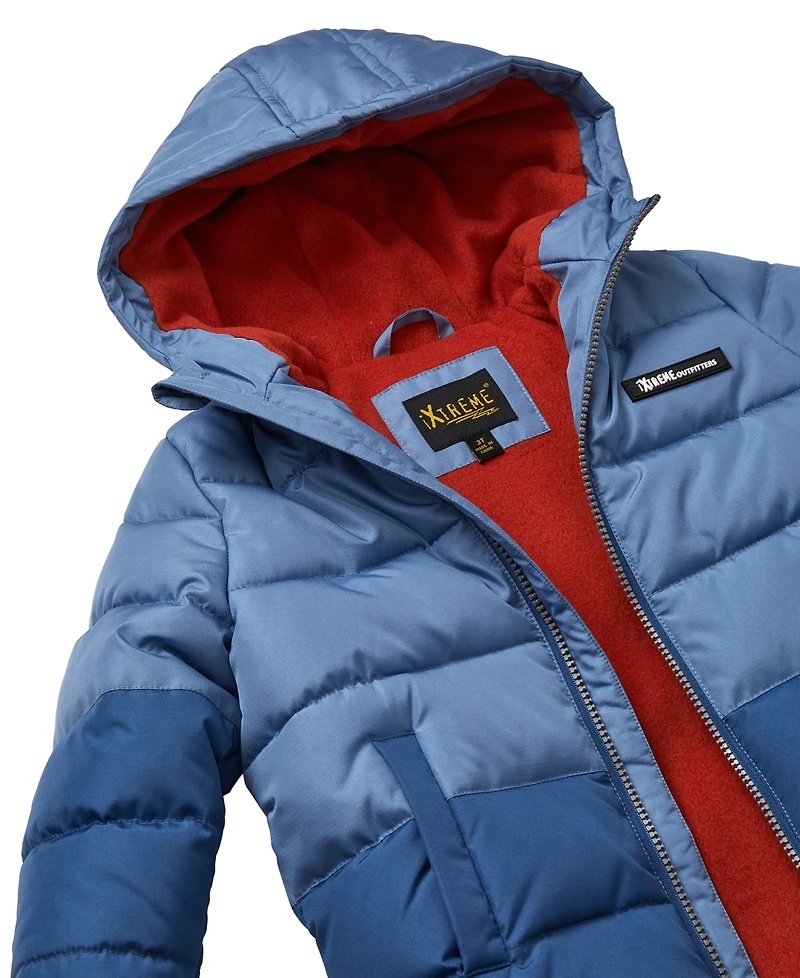 Ixtreme Big Boys Color Blocked Ripstop Puffer Jacket with Beanie
