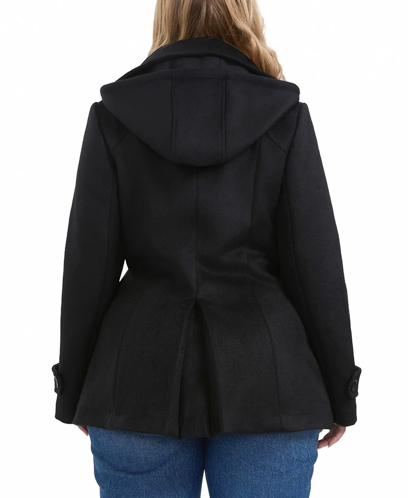 Bgsd Women's Plus Piper Wool Blend Hooded Pea Coat