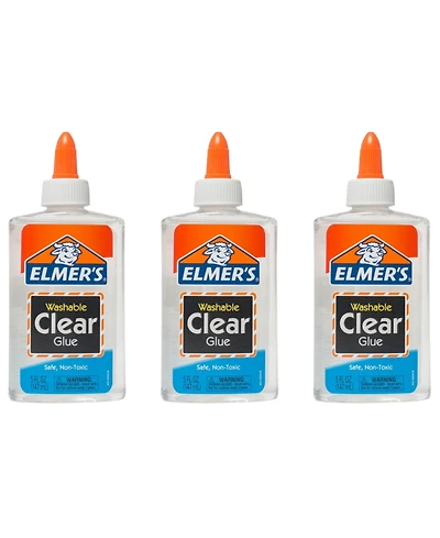 Elmer's Liquid School Glue, Clear Glue, Washable, Great for Making Slime, 5 Ounces, Pack of 3