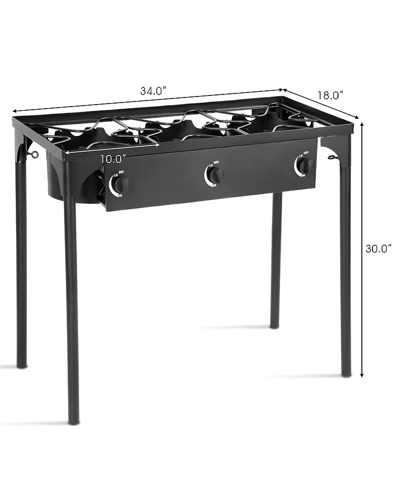 Portable Propane 225,000-btu 3 Burner Gas Cooker Outdoor Camp Stove Bbq