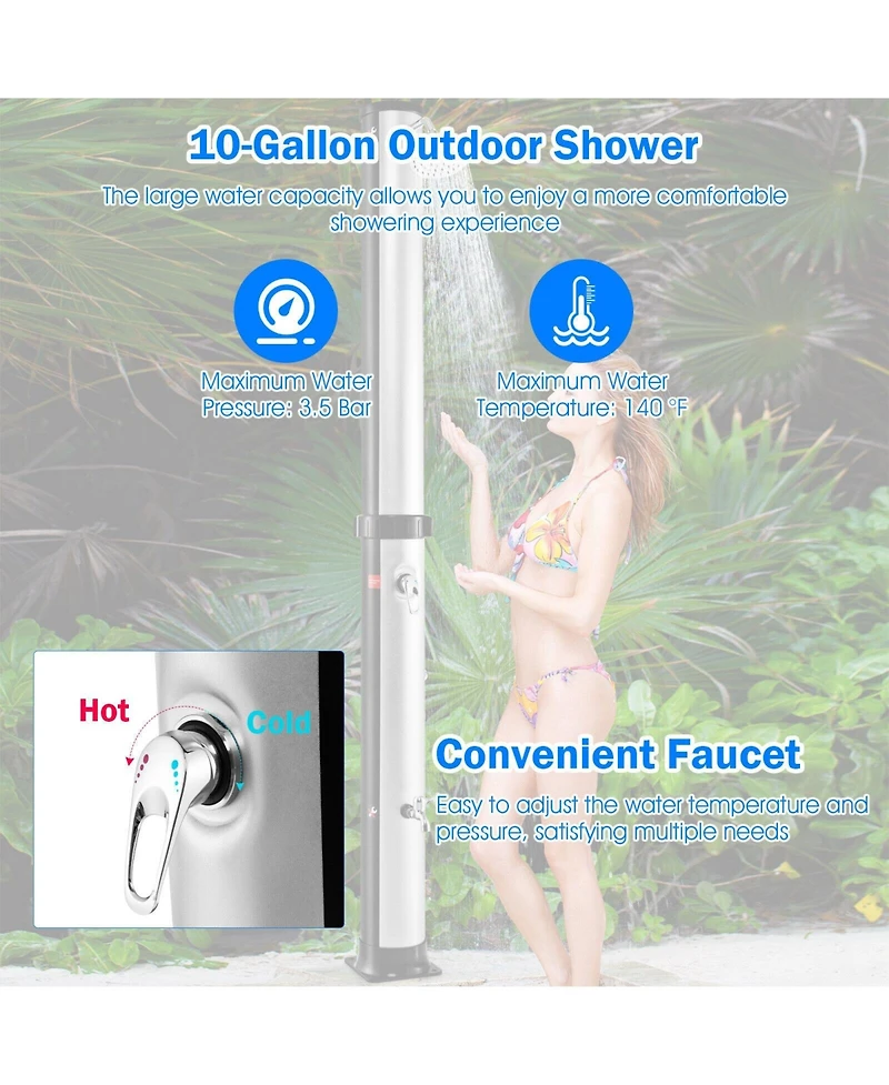 Akiudex Solar Heated Outdoor Shower with Foot Rinse and 10 Gallon Tank