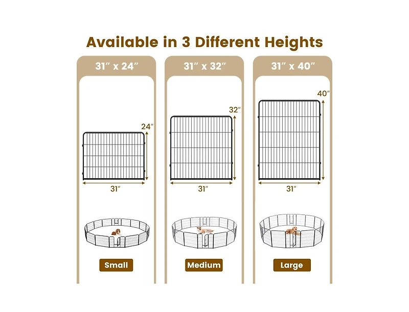 Akiudex Heavy-Duty 16-Panel Dog Playpen with Lockable Door