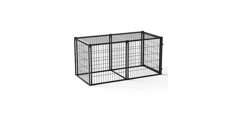 Aostirmotor 63 in. L x 29.9 in. W x 31.9 in. H. Dog Crate 63" Dog Kennel for Small Medium Dogs, Puppy Dog Playpen with Top in Black.