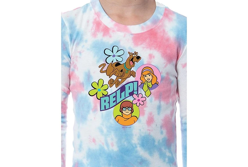 Scooby-Doo Girls' Relp! Daphne Velma Character 2PC Kids Tie-Dye Pajama Set