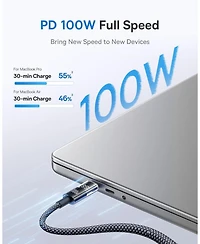 Baseus Usb C Cable, 100W 5A Fast Charging Usb C Charger Cable with Led Display,6.6ft Braided Usb C to Usb C Cable