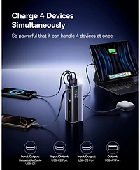 Baseus Laptop Power Bank, 20,000mAh 145W Portable Charger Built-in Retractable Cable, 4-Port Pd Fast Charging Battery Bank with Smart Display