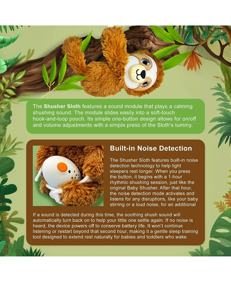 Baby Shusher Sloth + Shusher Firefly Nightlight Bundle