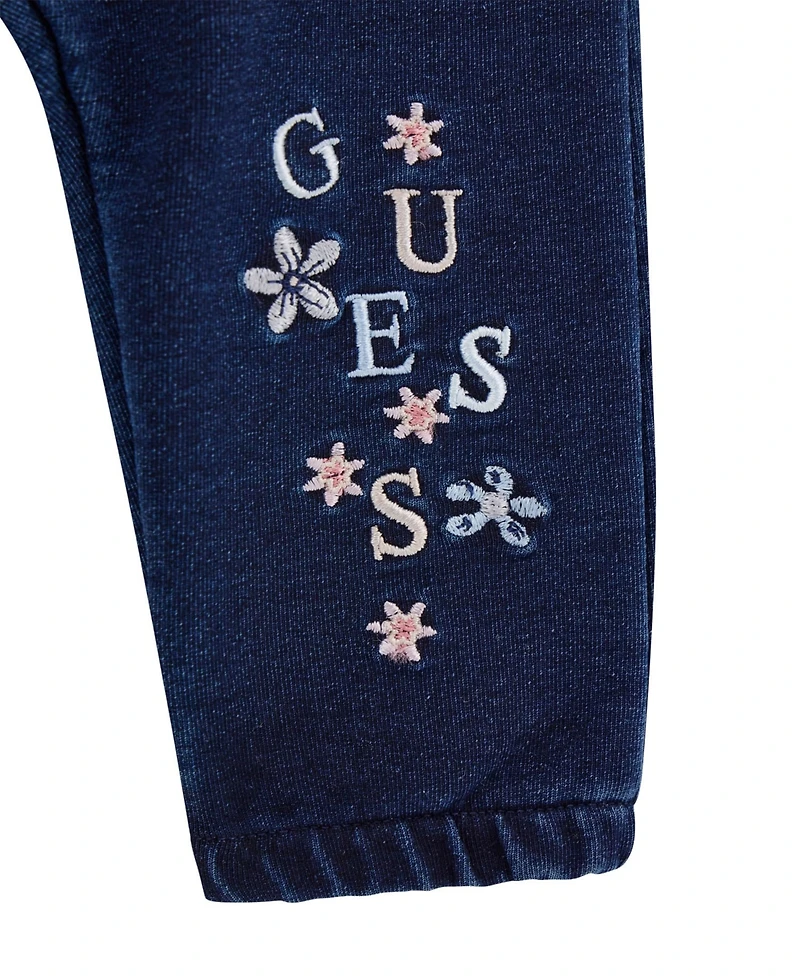 Guess Baby Girls 2-Piece Long Sleeve T-Shirt and Knit Denim Pants Set