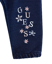 Guess Baby Girls 2-Piece Long Sleeve T-Shirt and Knit Denim Pants Set