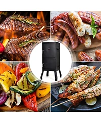 Costway Vertical Charcoal Smoker Bbq Barbecue Grill w/ Temperature Gauge Outdoor