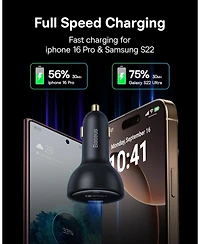 Baseus 160W Usb C Car Charger, Baseus Type C Car Charger, QC5.0 PD3.0 Pps 3 Ports Super Fast Charging Car Phone Charger Adapter