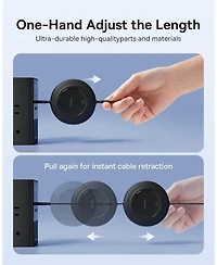 Baseus Usb C Cable, 100W 2-Pack 6.6ft Retractable Usbc to Usbc Fast Charging Cable, 7-Stage Length Preset Retractable Type C Cord