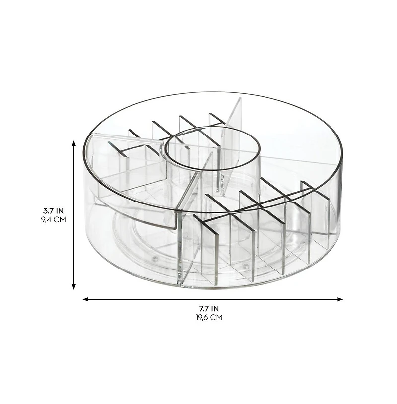 iDesign Rotating Makeup Organizer with Dividers - Clear