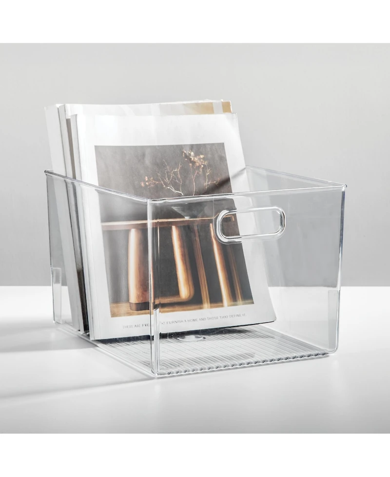 iDesign Storage Bin with Handles for Kitchen, Bathroom, or Home Office, Set of 2, Clear, Made in Usa