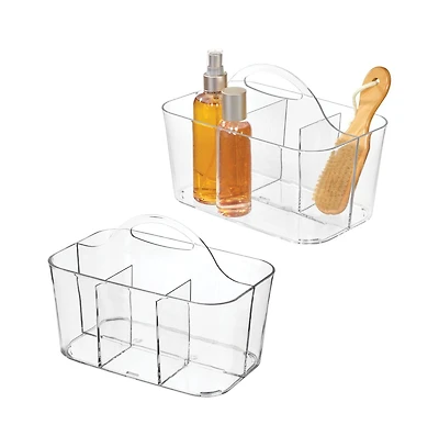 iDesign 4-Section Storage Caddy with Handle, Set of 2, Clear, Made in Usa