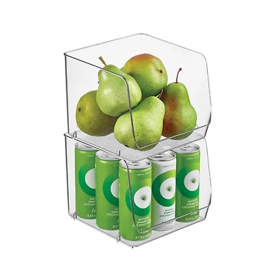 iDesign Open-Front Bin for Household Storage, Set of 2, Clear, Made in Usa