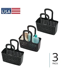 iDesign Portable Shower Tote for Dorm or Bathroom, Set of 3, Black, Made in Usa