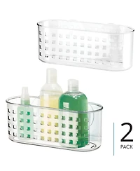iDesign Plastic Suction Shower Basket for Bathroom, Set of 2, Clear, Made in Usa