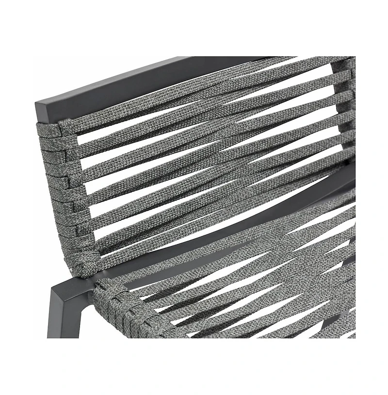 Meridian Furniture Maldives Grey Rope Fabric Outdoor Patio Barstool, Set of 2