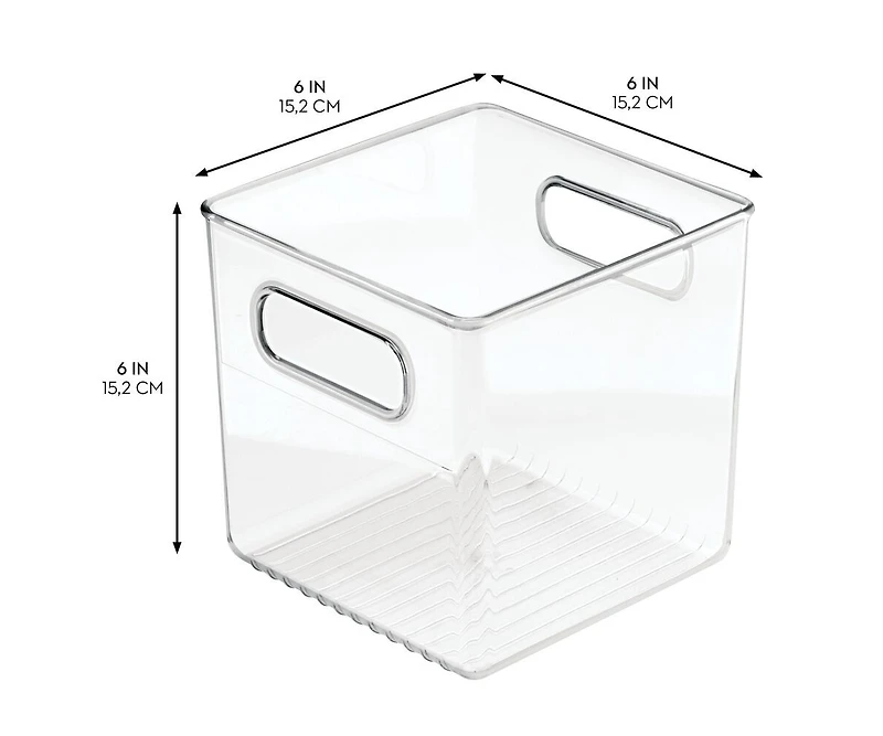iDesign Cube Storage Bin with Handles for Pantry, Set of 4, Clear, Made in Usa