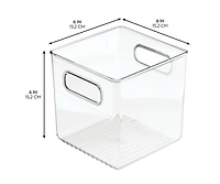 iDesign Cube Storage Bin with Handles for Pantry, Set of 4, Clear, Made in Usa