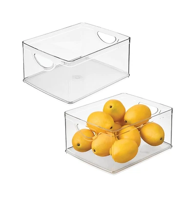 iDesign Stackable Pantry Storage Bin with Handles, Set of 2, Clear