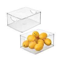 iDesign Stackable Pantry Storage Bin with Handles, Set of 2, Clear