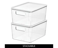 iDesign Pantry Bin with Removable Lid for Kitchen, Set of 6, Clear/White